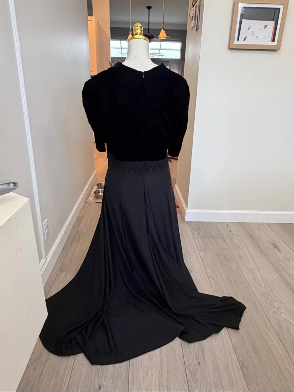 Elegant Black Velvet Maxi Skirt with Fringe Waist